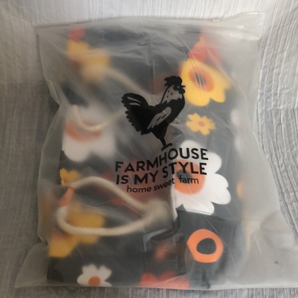 FARMHOUSE IS MY STYLE large canvas floral tote bag gray w/orange yellow NWOT - Picture 2 of 15